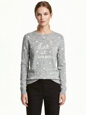 *H&M L.O.G.G 'Let it Snow' Grey Polka Dot Crew Neck